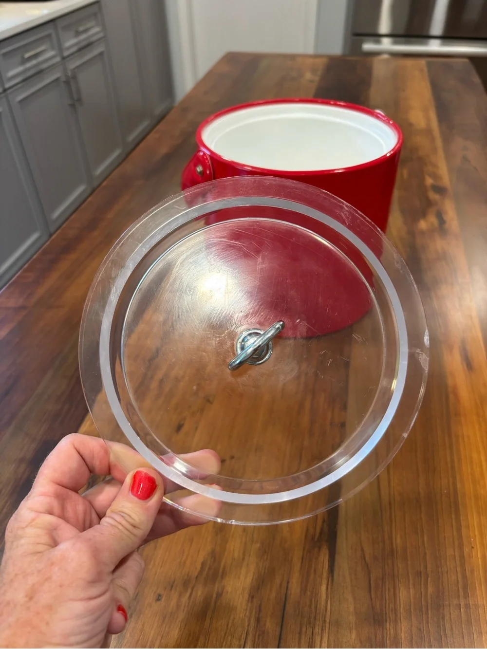 Vintage Georges Briard Red & White Ice Bucket